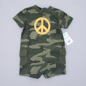 OKIE DOKIE (NWT) Camo Peace Romper